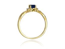 złoty pierścionek zaręczynowy z szafirem naturalnym złoto żółte próba 0.585 14ct szafir diament pierścionek złoty na prezent rocznicę dla dziewczyny żony