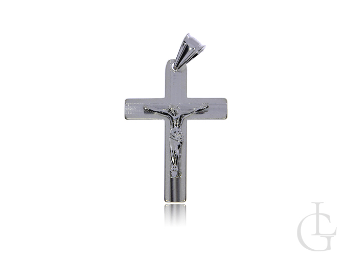 Krzyżyk ze srebra rodowanego pr.0,925 z wizerunkiem Jezusa na prezent