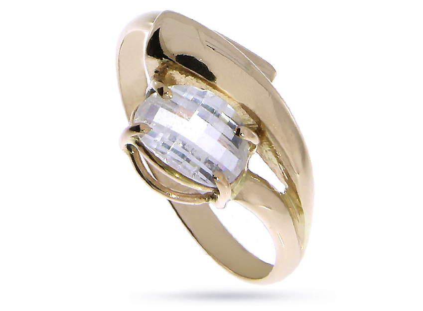 Złoty pierścionek zaręczynowy z cyrkonią