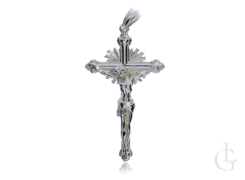 Okazały krzyż wisior ze srebra pr.0,925 z wizerunkiem Pana Jezusa
