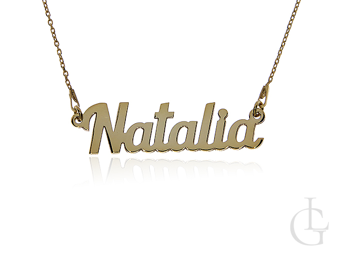 Natalia naszyjnik srebrny łańcuszek pr.0,925 pozłacany z imieniem