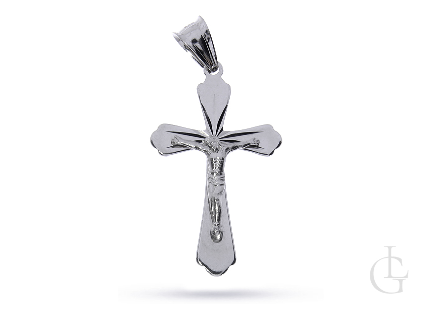 Krzyżyk z wizerunkiem Pana Jezusa ukrzyżowanego na prezent srebro rodowane pr.0,925