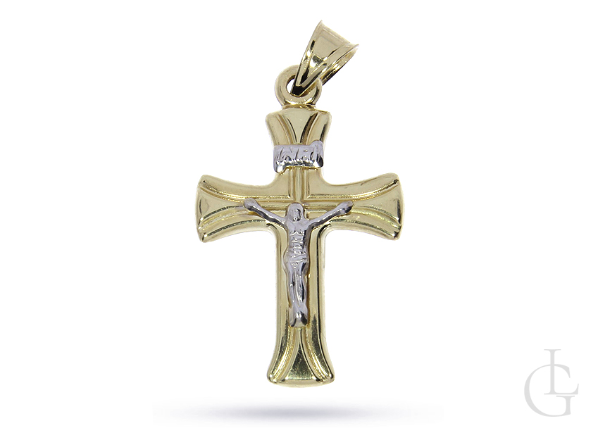 Złoty krzyżyk pr.0,585 z wizerunkiem ukrzyżowanego Jezusa