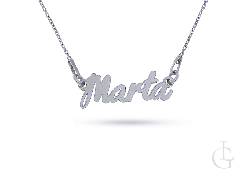 Marta naszyjnik łańcuszkowy celebrytka z imieniem srebro rodowane pr.0,925