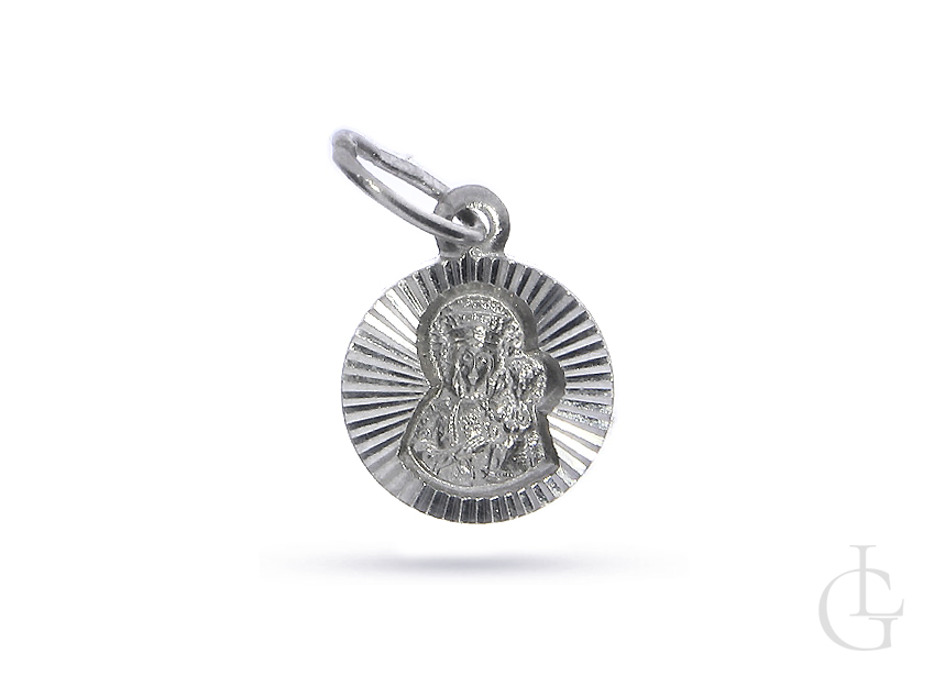 Okrągły medalik z Matką Boską Częstochowską srebro rodowane pr.0,925