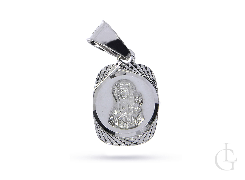 Medalik ze srebra rodowanego pr.0,925 z wizerunkiem Matki Boskiej Częstochowskiej
