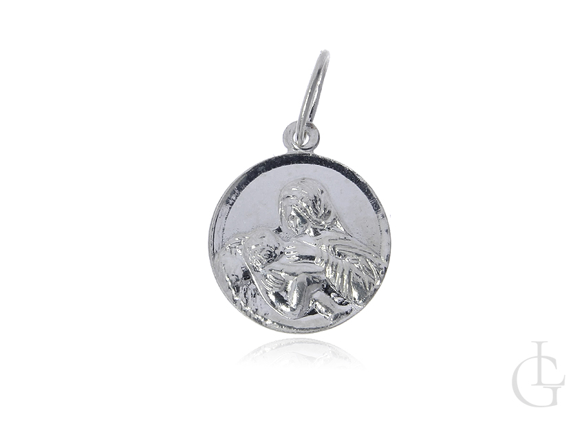 Okrągły medalik ze srebra pr.0,925 z wizerunkiem Matki Bożej Karmiącej
