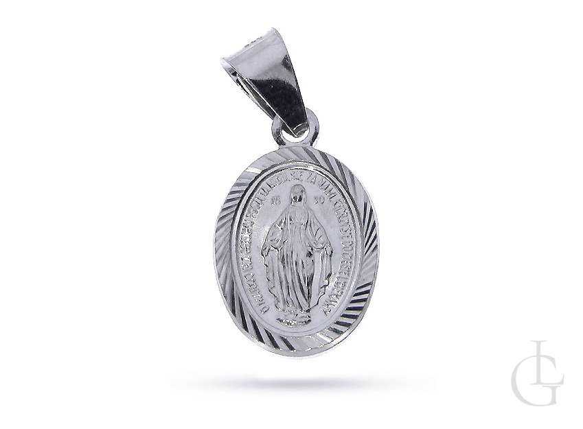 Medalik ze srebra rodowanego pr.0,925 z Matką Bożą Nieustającej pomocy Cudowny medalik