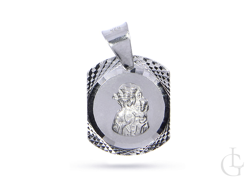 Medalik ze srebra rodowanego pr.0,925 z Matką Boską Częstochowską