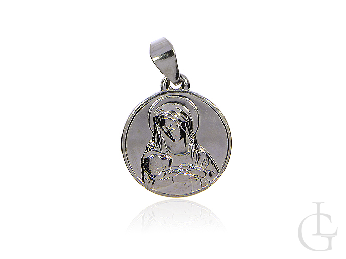 Medalik ze srebra pr.0,925 z Matką Bożą i Dzieciątkiem Jezus