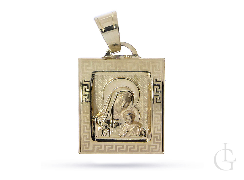 Medalik ze złota pr.0,585 z Matką Bożą i Dzieciątkiem Jezus