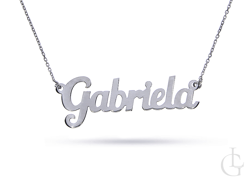Gabriela naszyjnik celebrytka z imieniem srebro rodowane pr.0,925