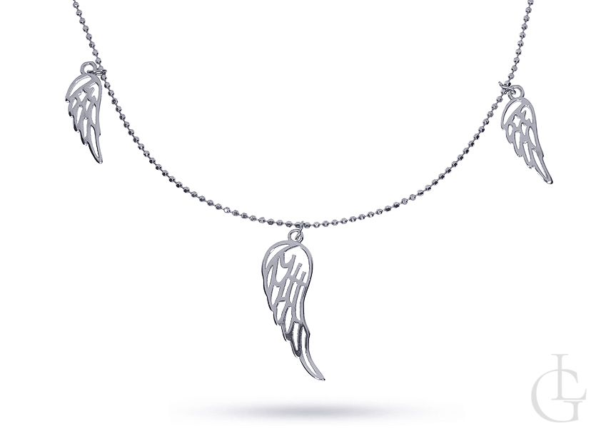 Naszyjnik celebrytka ze srebra rodowanego pr.0,925 choker ze skrzydłami