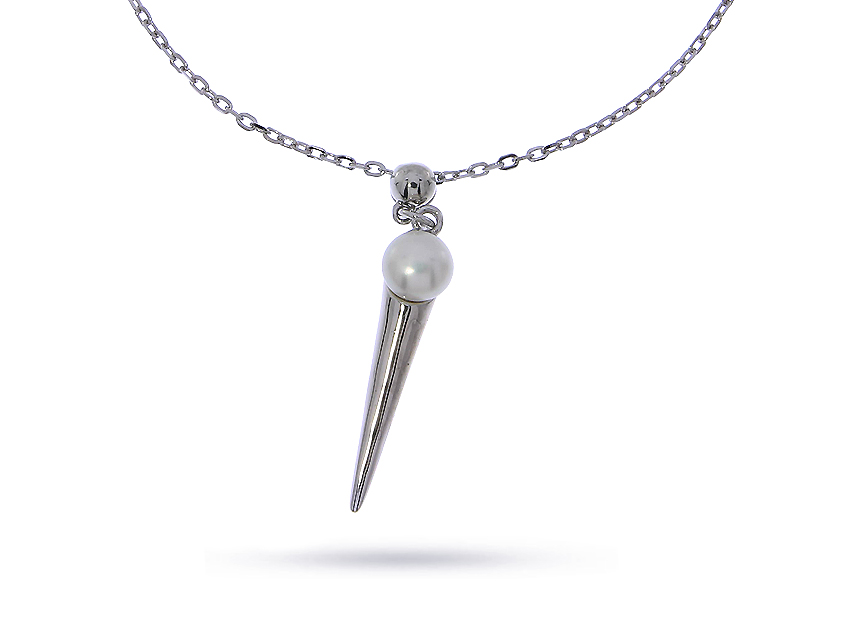 Naszyjnik celebrytka ze srebra rodowanego pr.0,925 z perłą hodowlaną