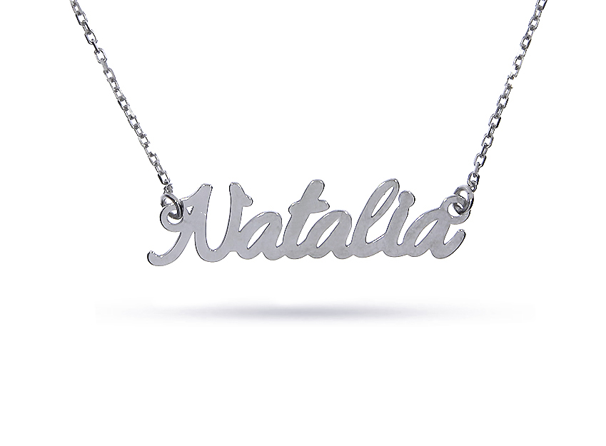 Natalia naszyjnik z imieniem celebrytka łańcuszek ze srebra rodowanego pr.0,925