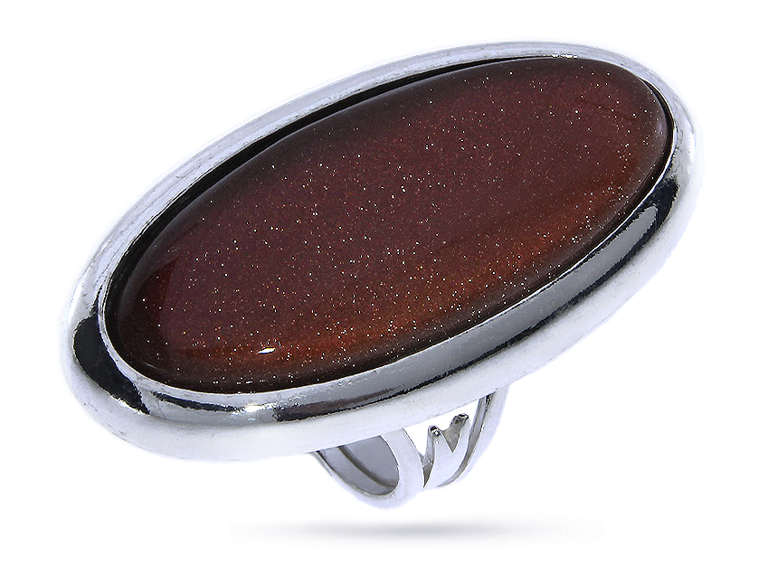 Owalny pierścionek ze srebra pr.0,925 z piaskiem pustyni