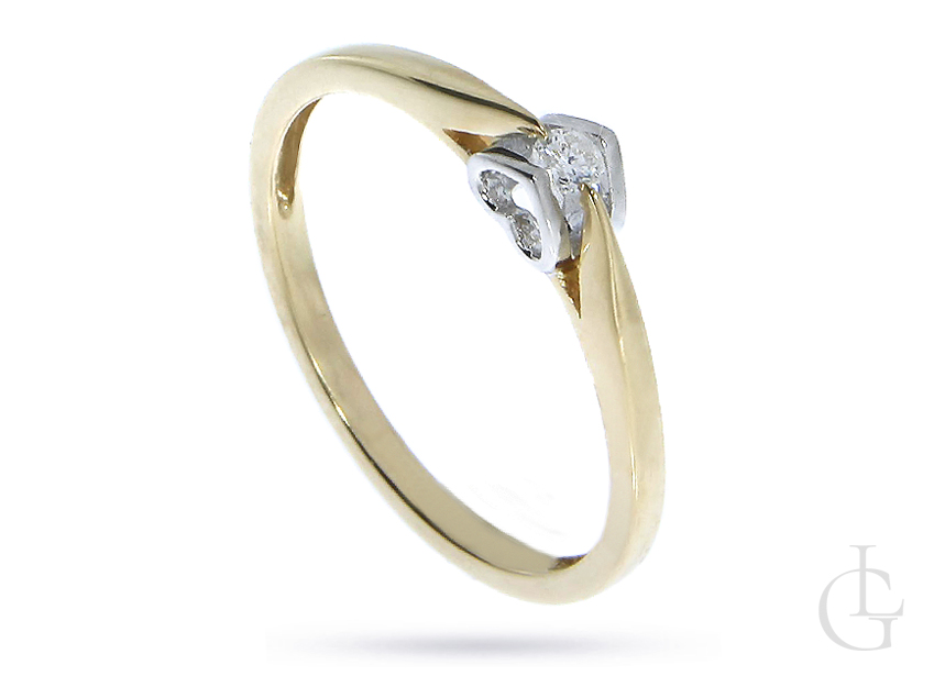 Złoty pierścionek zaręczynowy pr.0,585 z brylantem