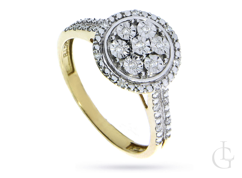 Piękny pierścionek zaręczynowy z klasycznego złota pr.0,585 z brylantami