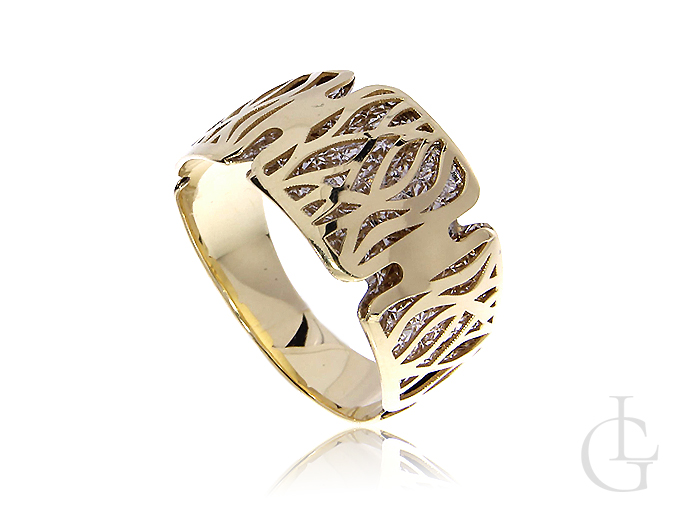 Złoty pierścionek obrączka pr.0,585z białym złotem