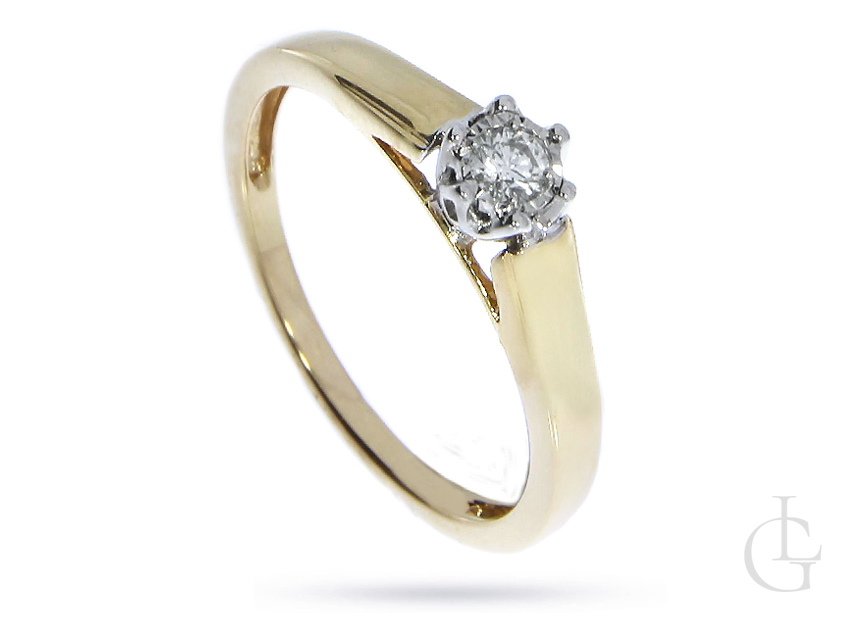 Złoty pierścionek pr.0,585 zaręczynowy z brylantem