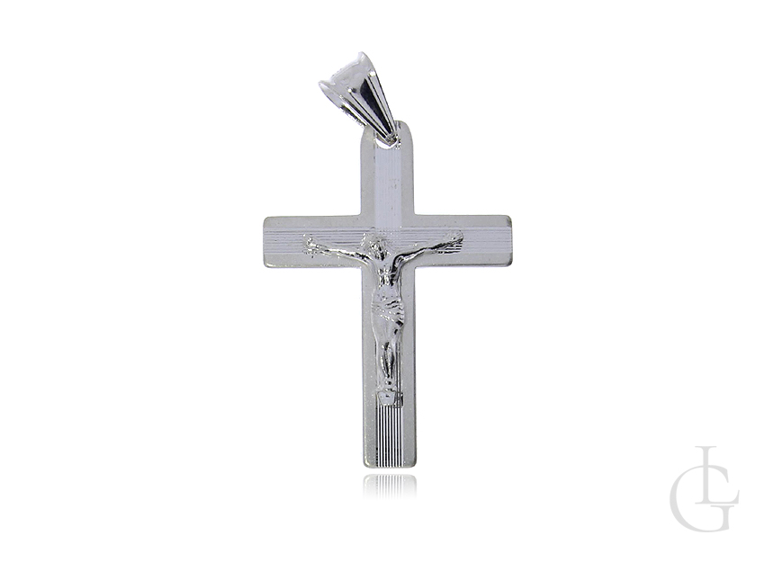 Krzyżyk ze srebra pr.0,925 z wizerunkiem Chrystusa ukrzyżowanego