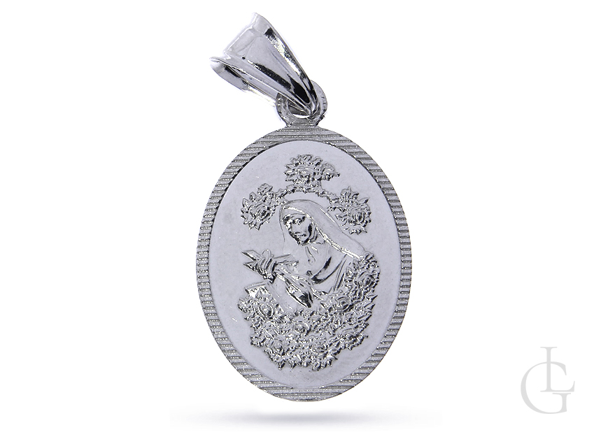 Owalny medalik ze srebra rodowanego pr.0,925 z wizerunkiem świętej Rity