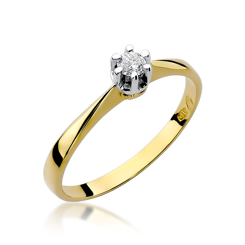Złoty pierścionek pr.0,585 na zaręczyny z brylantem