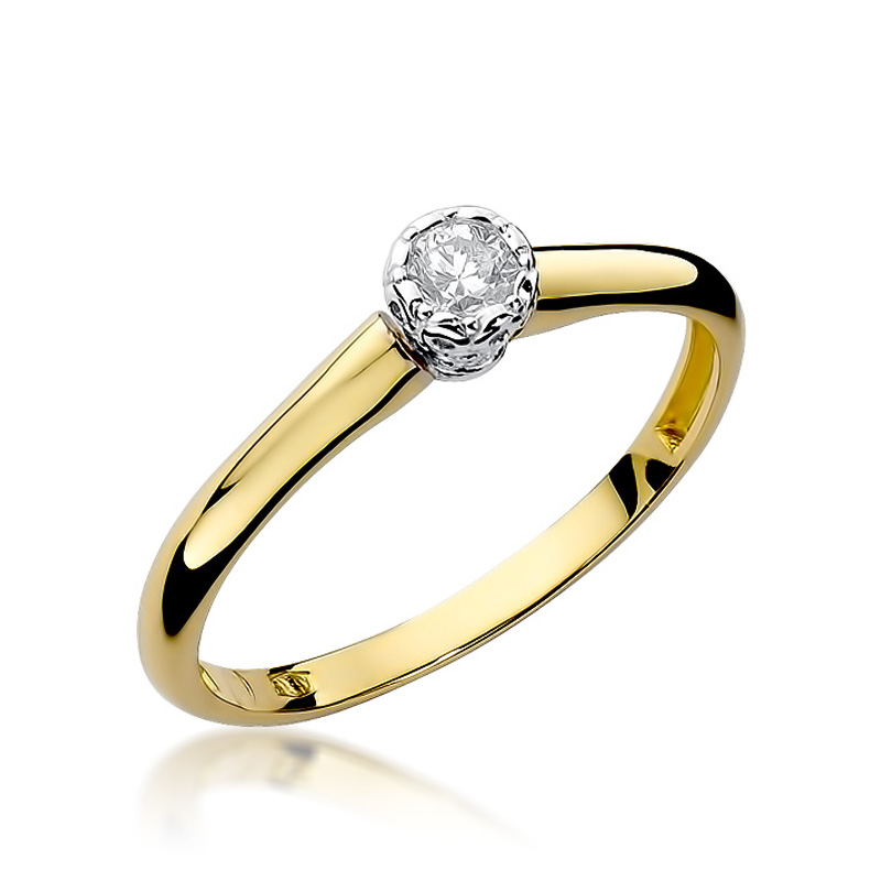 Pierścionek na zaręczyny z klasycznego żółtego złota pr.0,585 z diamentem