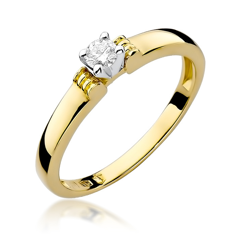 Klasyczny pierścionek ze złota pr.0,585 z brylantem zaręczyny