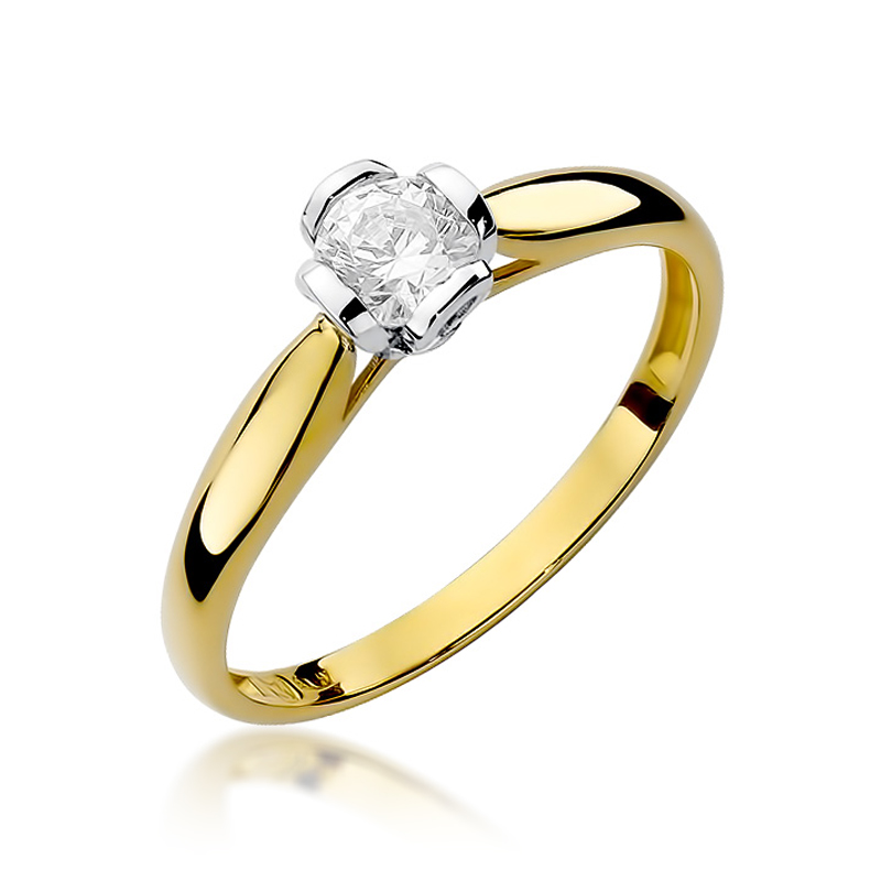 Złoty pierścionek zaręczynowy z brylantem na zaręczyny