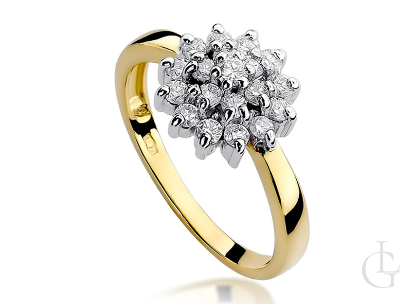 Pierścionek zaręczynowy złoto pr.0,585 z diamentami