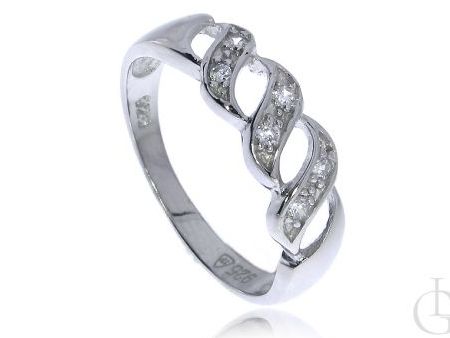 Ażurowy pierścionek obrączka ze srebrapr.0,925 z cyrkoniami