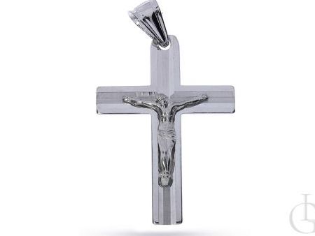 Okazały krzyżyk ze srebra rodowanego pr.0,925 z wizerunkiem Pana Jezusa