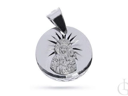 Okrągły medalik ze srebra pr.0,925 z Matką Boską Częstochowską