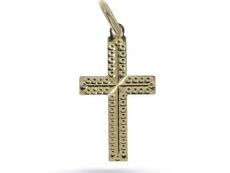 Krzyżyk ze złota pr.0,585z diamentowanym wykończeniem na Chrzest