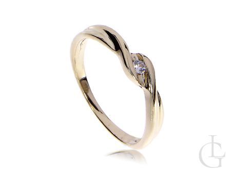 Złoty pierścionek zaręczynowy żółte złoto 14K cyrkonia