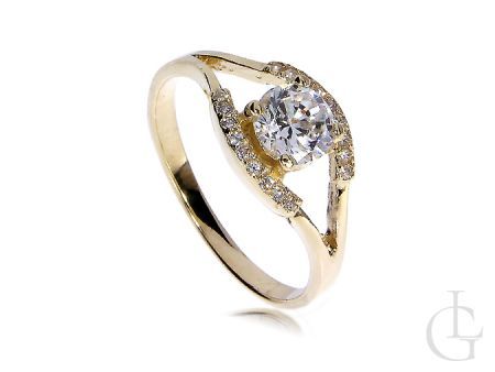 Ekskluzywny złoty pierścionek zaręczynowy złoto żółte 14K