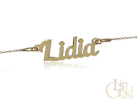 Naszyjnik srebrny pozłacany damski z imieniem Lidia wisiorek łańcuszek