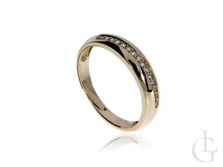 Złoty pierścionek obrączka pr.0,585 z cyrkoniami