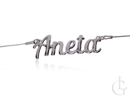 Damski srebrny naszyjnik imię Aneta srebro rodowane pr.0,925
