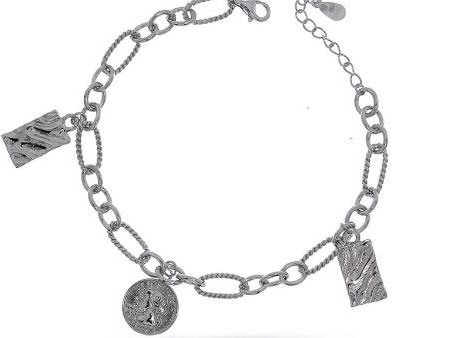 Bransoleta łańcuszkowa choker ze srebra rodowaneg pr.0,925 z monetą