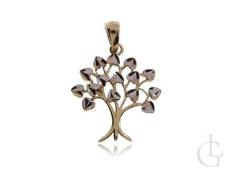 Drzewko szczęścia z diamentowanymi serduszkami złota zawieszka