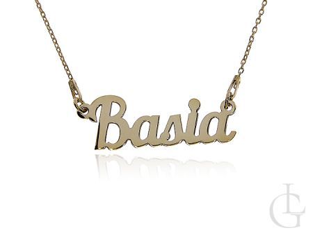 Naszyjnik srebrny złocony z imieniem Basia