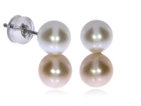 Kolczyki na wkręty ze srebra rodowanego pr.0,925 z perłami hodowlanymi