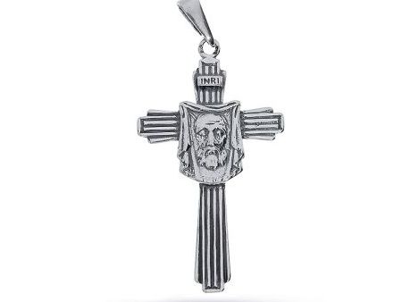 Krzyżyk ze srebra rodowanego i oksydowanego pr.0,925 z wizerunkiem Pana Jezusa