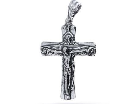 Krzyż ze srebra rodowanego pr.0,925 Trójca święta