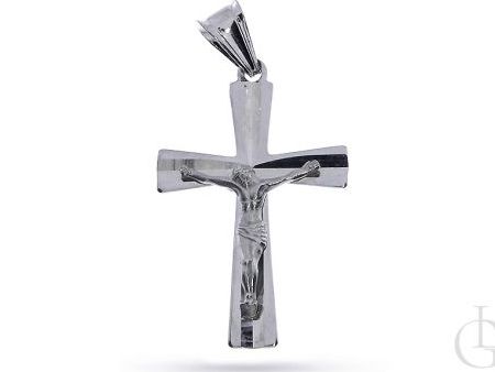 Krzyżyk ze srebra rodowanego pr.0,925 z wizerunkiem Pana Jezusa