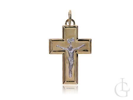 Krzyżyk ze złota pr.0,925 z wizerunkiem Jezusa z białego złota