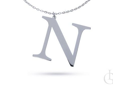 N jak Natalia, Nadia, Natasza, Nastazja  naszyjnik łańcuszek z literą srebro rodowane pr.0,925