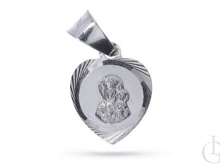 Medalik serduszko ze srebra rodowanego pr.0,925 z wizerunkiem Matki Boskiej Częstochowskiej